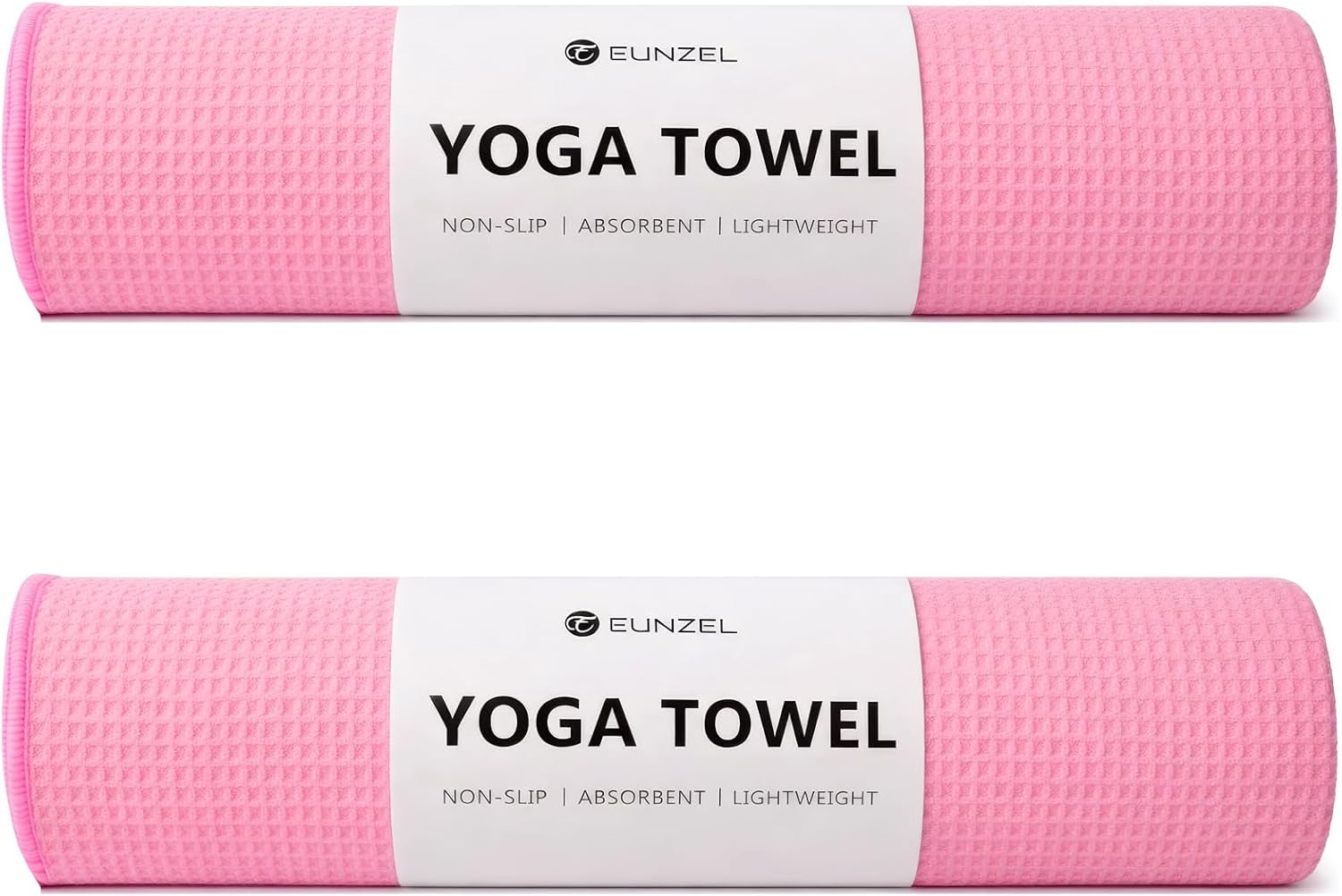 Eunzel 2 Pack Hot Yoga Towel, Non-Slip Yoga Mat Towel with Grip Dots Stickyfiber Sweat Absorbent Towel for Hot Yoga, Pilates and Workout 72" x 24", Pink