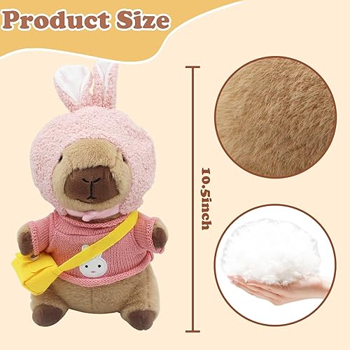 Miniatura 16 de Capybara - Peluche con 12 piezas de ropa y accesorios, 11 pulgadas, lindos peluches de Capybara para niñas
