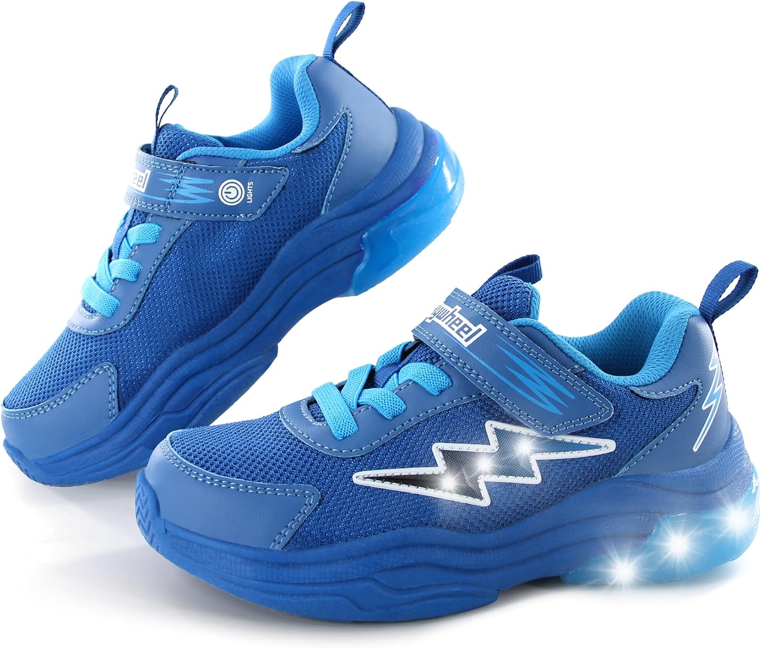 SKYWHEEL Kids Sneakers for Boys Light Up Shoes with Switch Tennis Running Athletic Shoes Toddler Size 10 to Big Kids Size 5