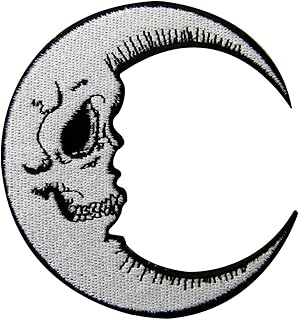 Best Luna Patch Grinning Skull Face Embroidered Moon Applique Iron On Sew On Emblem Reviews