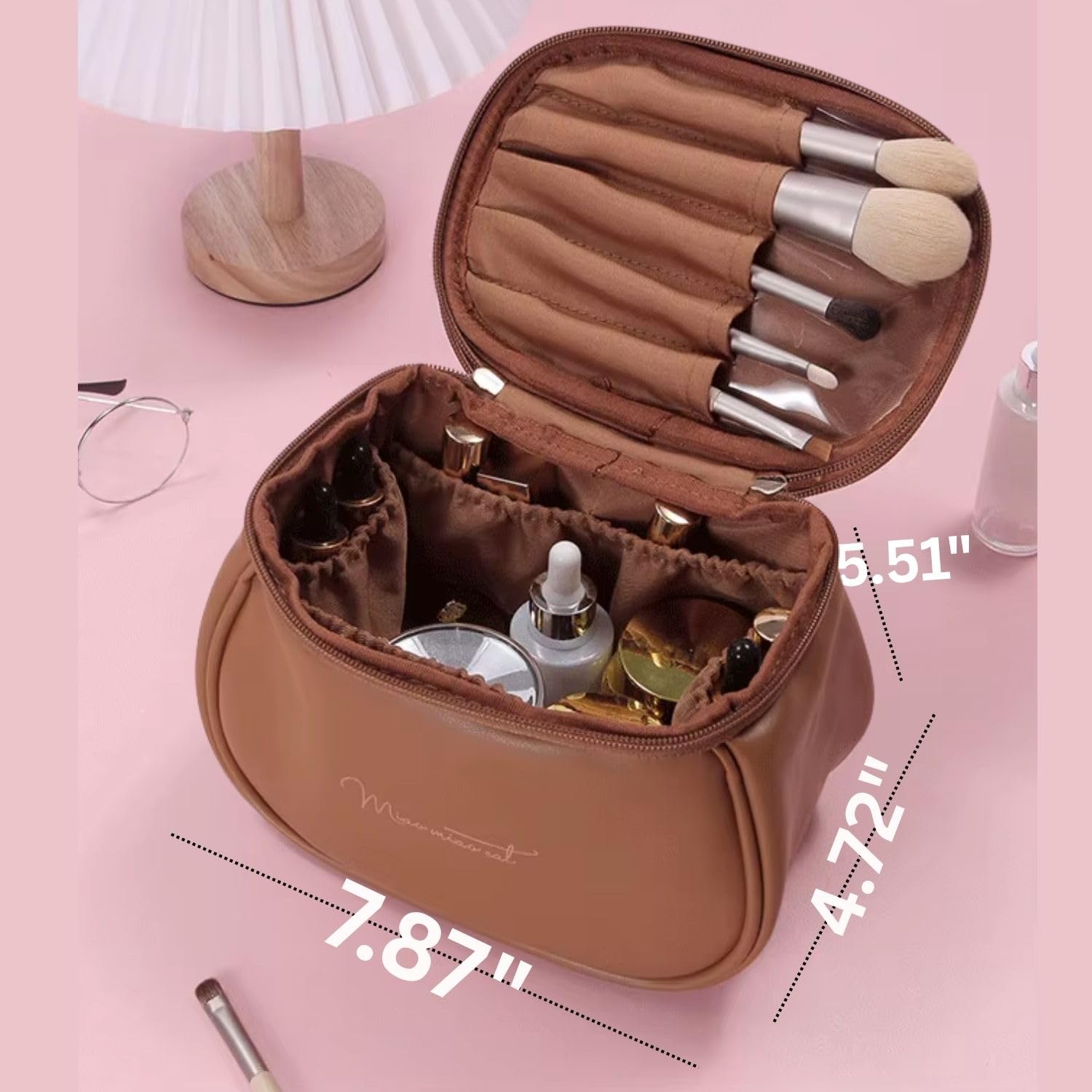 Set di 24 pennelli da trucco professionali con custodia da viaggio in pelle PU di alta qualità, morbide setole vegane, kit di pennelli per trucco viso e occhi, per donne e ragazze, borsa compatta