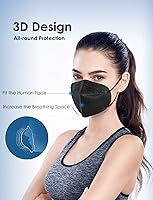 Vista 5 de HUHETA KN95 Face Mask 60 PCs, 5-Ply Safety Masks for Men & Women, Filter Efficiency>=95% (Black Mask)