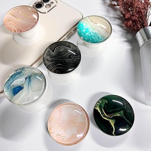 Miniatura 5 de Soporte plegable expandible para teléfono celular, accesorio de teléfono celular, purpurina transparente, diseño de flor de loto púrpura