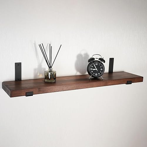 Miniatura 7 de CONSDAN Estante flotante para colgar en la pared, estantes colgantes para dormitorio, baño, sala de estar, cocina, madera maciza cultivada en