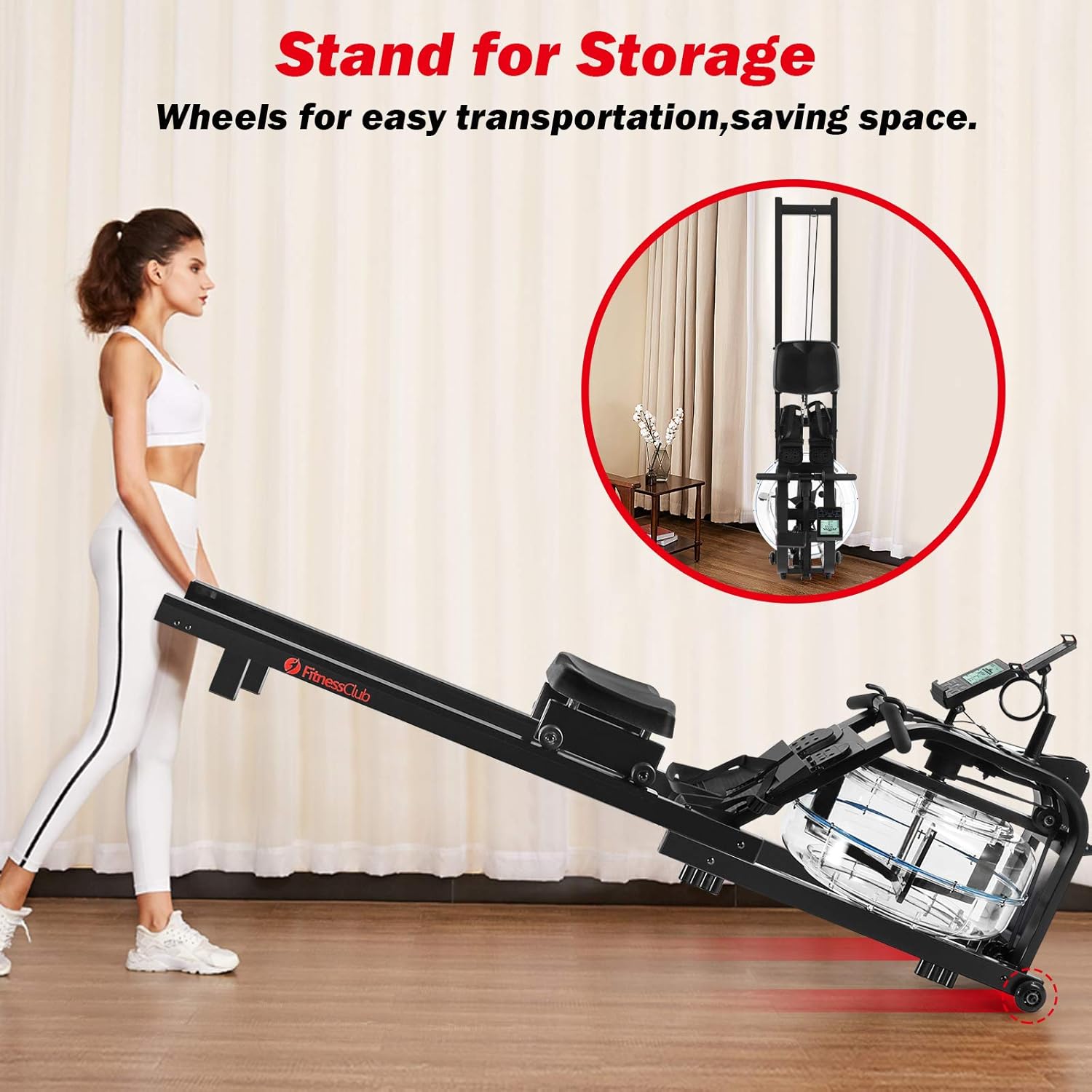 Amazon Com Fitnessclub Water Rowing Machine With Bluetooth App Phone Pad Holder For Gyms Fitness Exercise Sports Indoor Home Use Cardio Training Workout 330lbs Weight Capacity Sports Outdoors