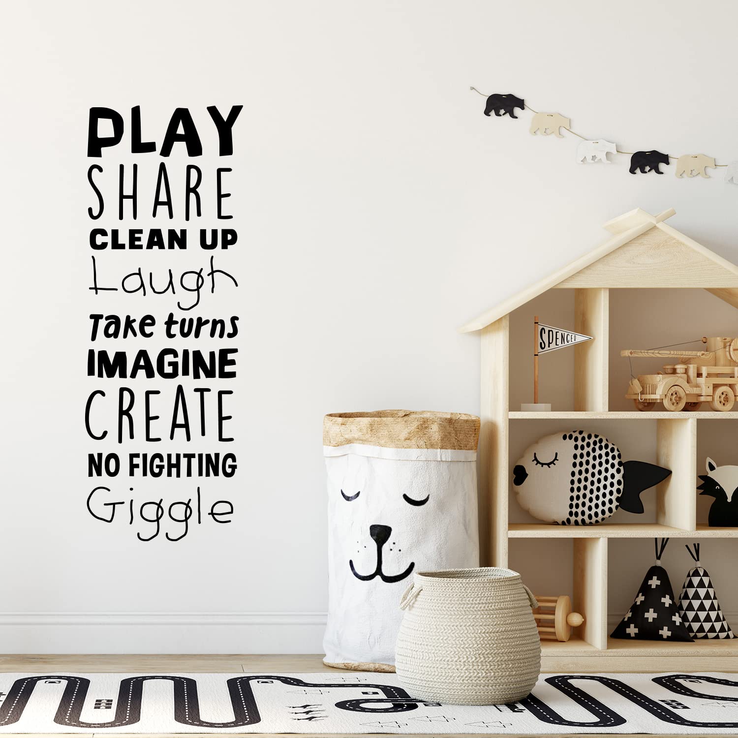 Fun Kids Wall Decal - Play Share Clean Up Laugh Take Turns Imagine No Fighting Giggle - 45.5 X 16.5 Inch Removable Sticker For Bedroom, Playroom, Nursery - View #8