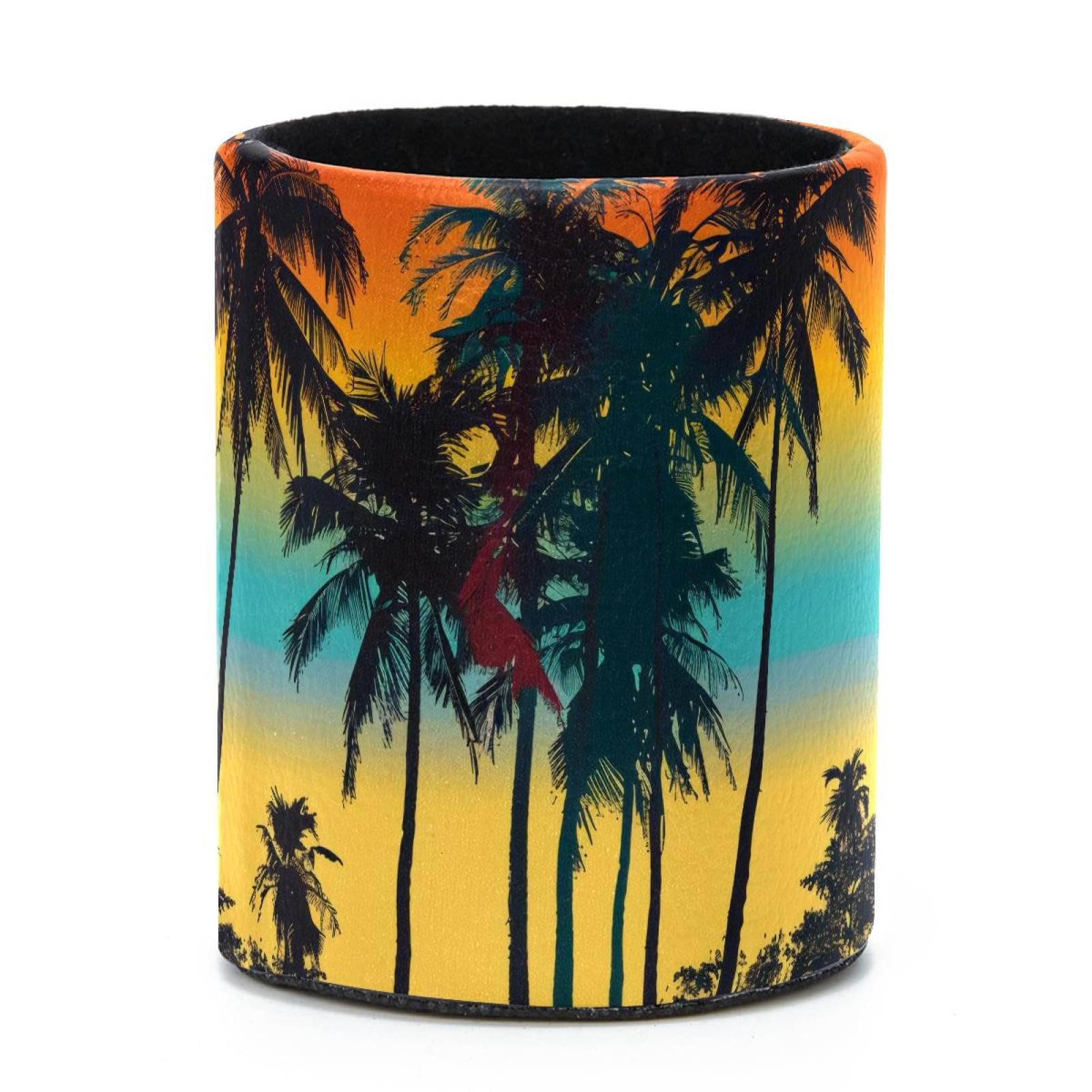 VAPOKF Round Pencil Holders for Desk, Tropical Palm Pen Holders Pen Pot Makeup Brushes Storage Desktop Stationery Supplies Organiser for Home Office
