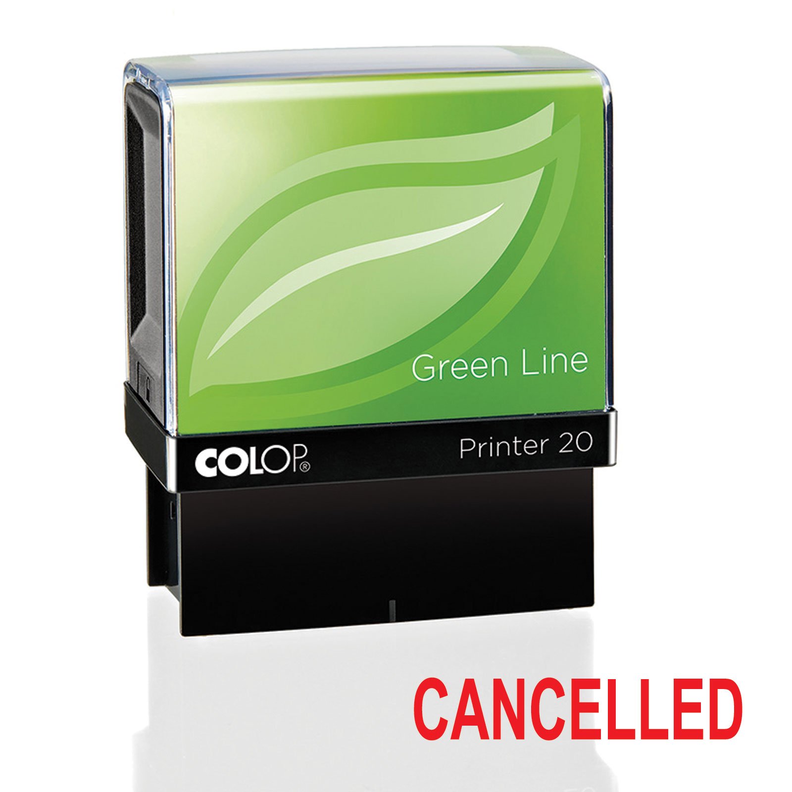 Colop Green Line Word Stamp Cancelled Imprint 38x14mm Red