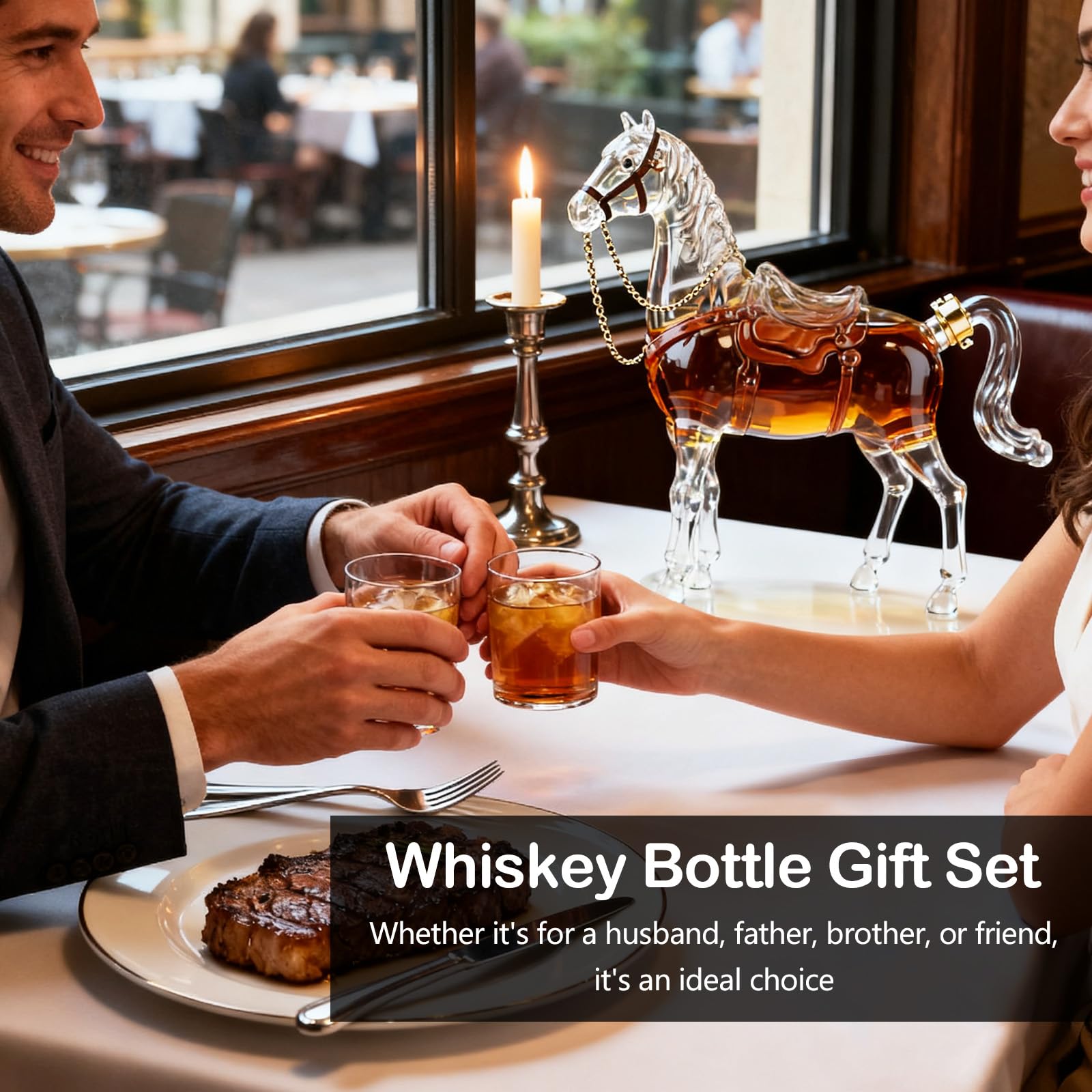 Decantador De Whisky, Set De Regalo De Whisky Para Hombres Decantadors De Whiskies Con Forma De Caballo Y 2 Vasos De Licor Set De Regalo Original Para Hombres Papá Esposo Novio