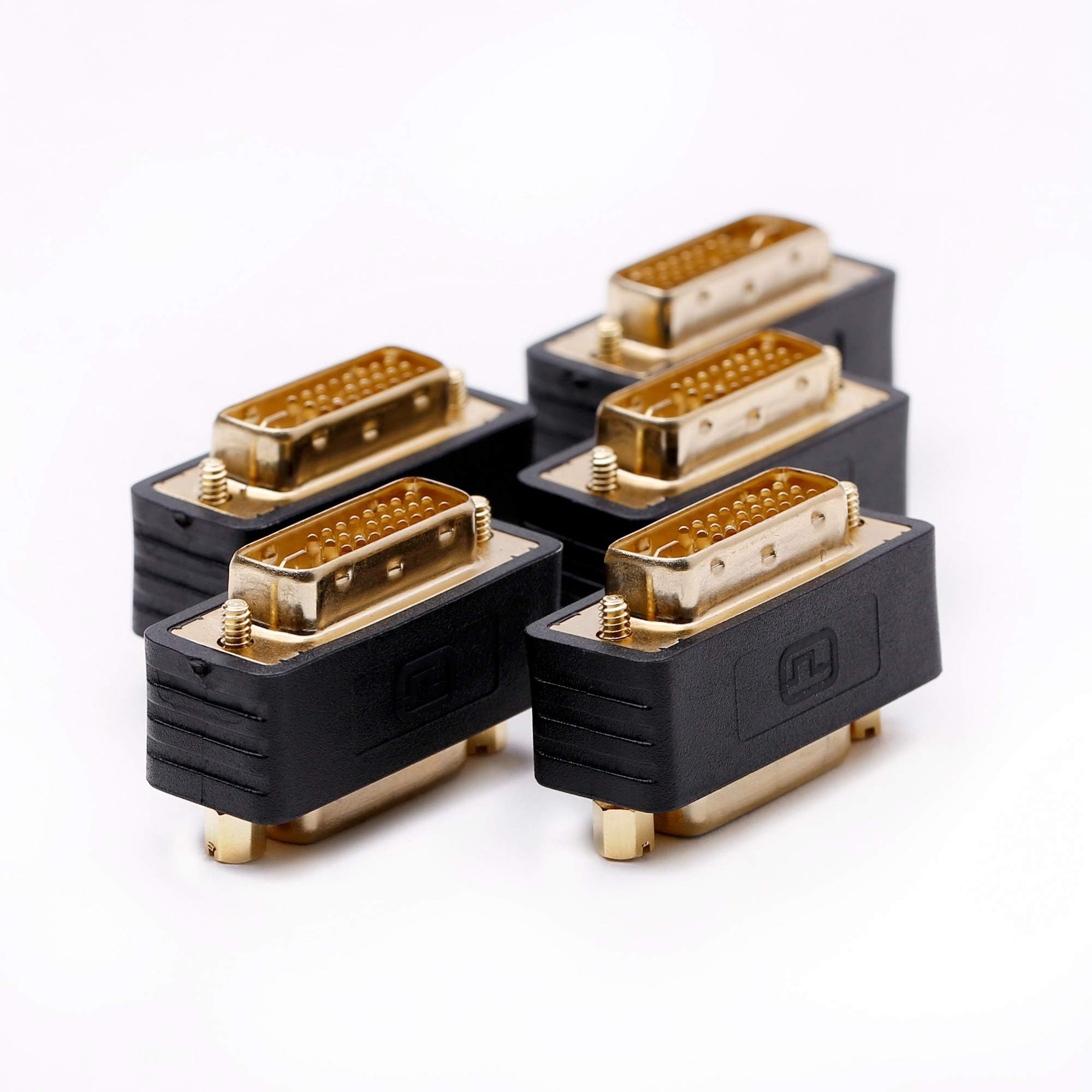 DVI adapter dvi-d male to dvi-i female port saver compact moulded gold plated connector 5 pack