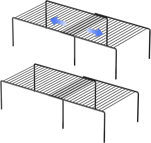 Redrubbit - Estante de mostrador y estante de cocina de metal expandible a prueba de óxido, juego de 4 piezas de 2, ahorrador de espacio para