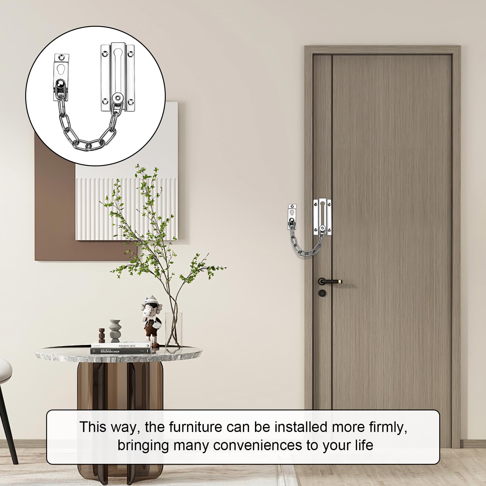 2PCS Door Chain Stainless Steel Lock for Internal Front Door Nickel Plated Door Security Chains with Screws - Image 4
