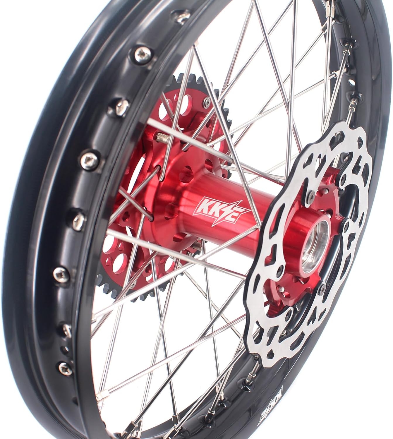 KKE 1.6 * 21/2.15 * 18 Wheel Fit KTM All Model 125-530CC 2003-2026 EXC/EXC-F/SX/SX F/XC/XCF/XCW/XCF-W Enduro Motorcycle Wheels Rims Set with 260MM Front Disc 220MM Rear Disc Red
