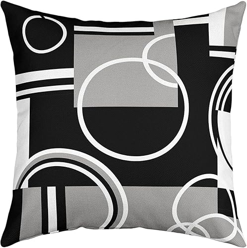 Funda de cojín moderna a rayas grises y negras de 20 x 20 pulgadas, funda de almohada geométrica para el hogar, oficina, dormitorio, retro,