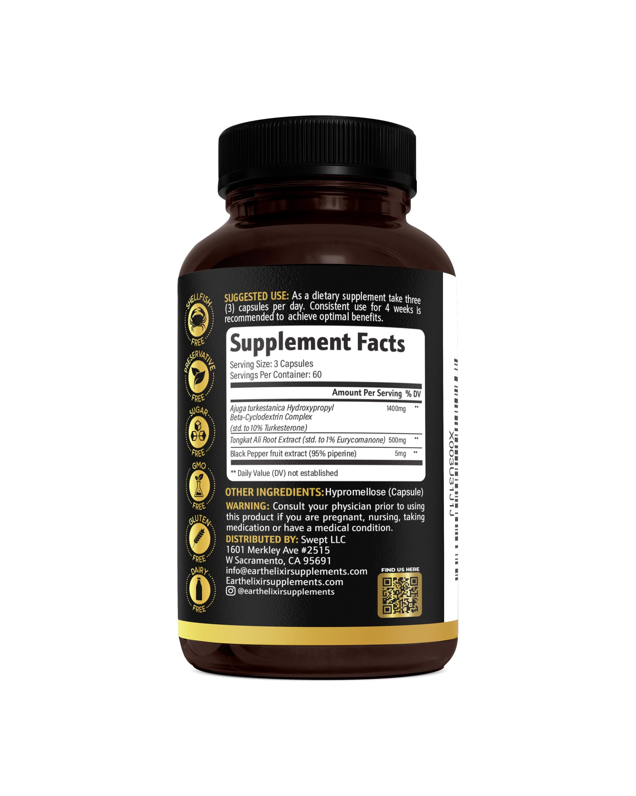 Earth Elixir Turkesterone & Tongkat Ali for Men – Natural Testosterone Support, 2-in-1 High Potency Turkesterone Supplement for Men & Women - Made in USA & 3rd Party Tested — Amazon image 7