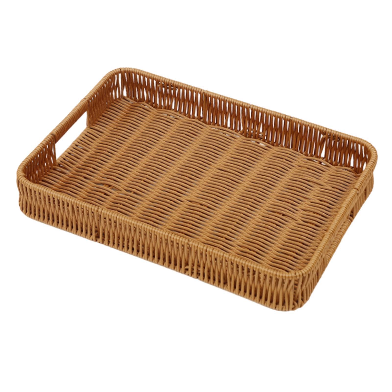 AMSLSIU Stylish Hand Woven Fruit Serving Tray Storage Basket Exceptional Presentation For Fruits Snacks Pantry While Staying Stylish And Art Woven Serving, S