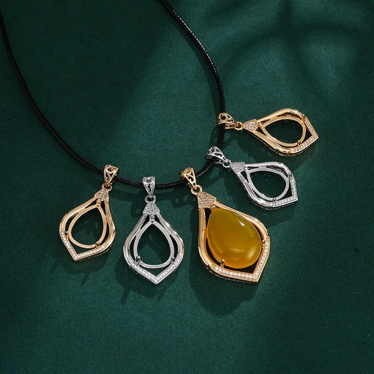 925 Sterling Silver Teardrop Bezel Pendant Blanks Cabochon Base Pendant Tray Settings DIY Handmade Jewelry Making Crafts