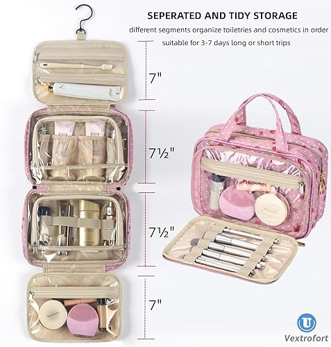 Miniatura 2 de VEXTROFORT Neceser colgante para mujer, bolsa grande de viaje para maquillaje, bolsa de orgismoresistente al agua para artículos de tocador de
