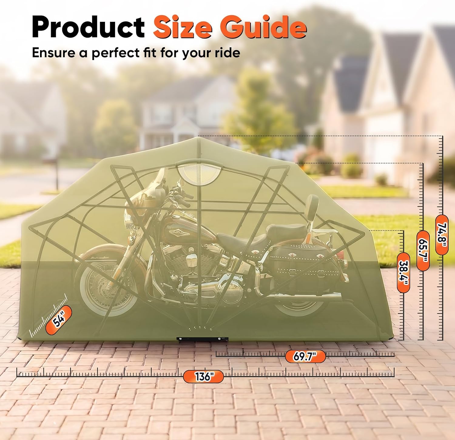 Quictent 136"x 54" Motorcycle Garage Storage Pod Shelter Hard Shell with Code Lock & Carry Bag Heavy Duty Motorcycle Tent with 2 Roll-Up Side Windows - Army Green
