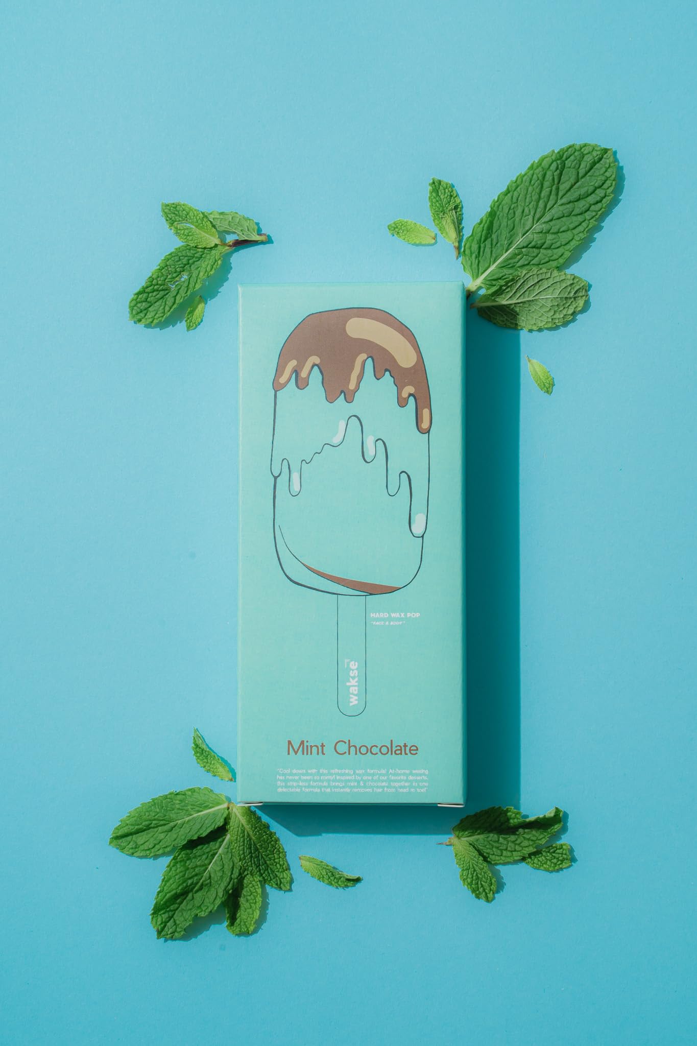 Wakse Mint Chocolate Hard Wax Pop, 4.5oz, For Face and Body Hair Removal, Stripless, Chocolate Scented