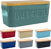Vista 7 de PriorityChef - Mantequillera extragrande con tapa para encimera, recipiente de mantequilla de cerámica con tapa hermética, conservador