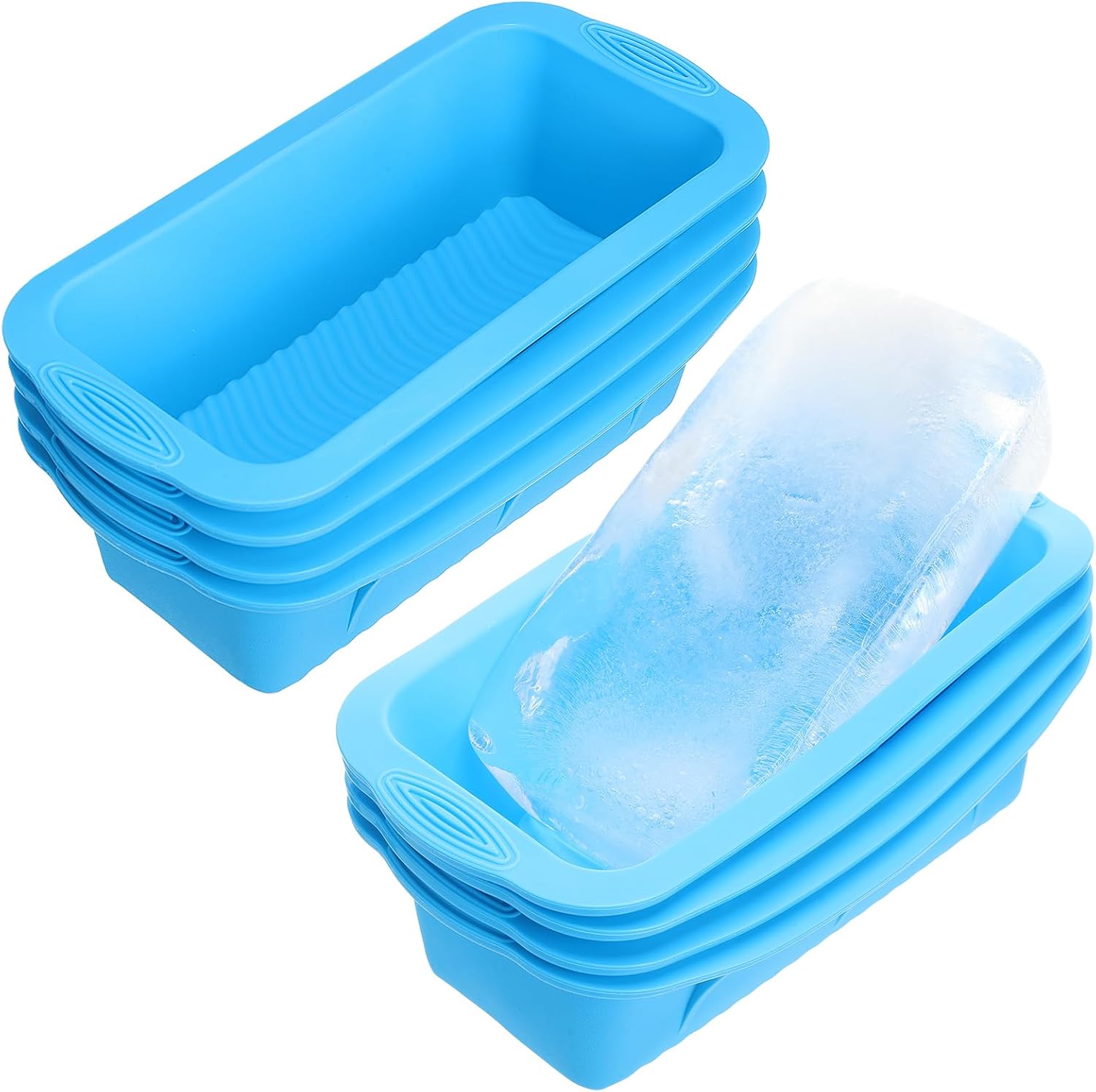 Honeydak 8 Pcs Ice Block Mold 2.4lb Large Ice Cube Molds Reusable Silicone Cold Plunge Bath Accessories for Cold Water Bath or Cooler(Blue)