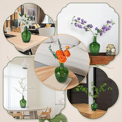 Miniatura 4 de Bfttlity Jarrón de vidrio transparente alto para ramas, jarrones de vidrio para centros de mesa en decoración del hogar (S-verde)