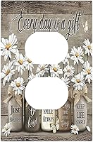 Vista 356 de Placa de pared dúplex de receptáculo de dispositivo de 1 gang de madera envejecida blanca gris con veta de tablón, cubierta de enchufe eléctrico