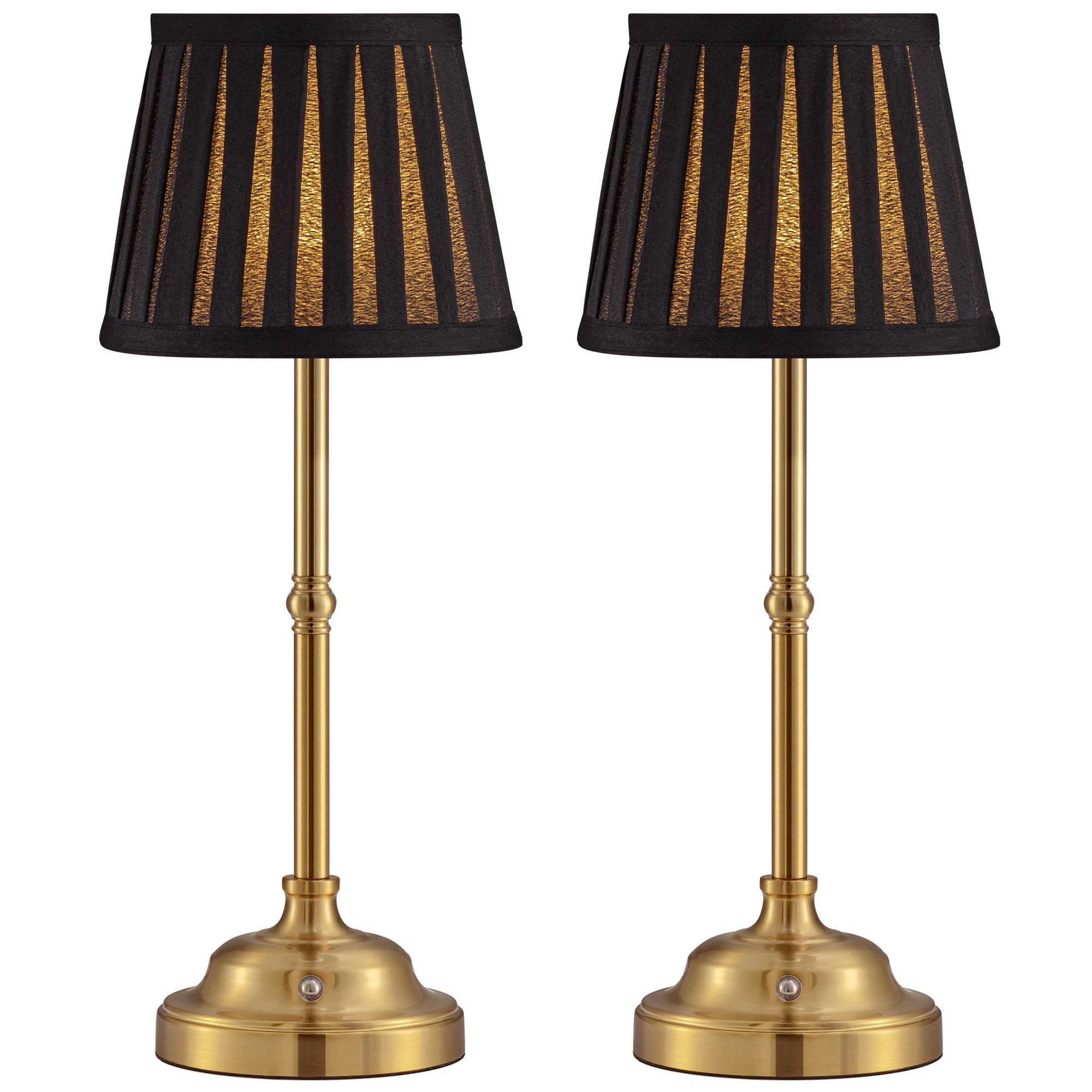NEWSEE Touch Rechargeable Cordless Table Lamp, Portable Dimmable LED Retro Bedside Light, 4000mAh Battery Powered, Suitable for Indoor, Outdoor, bar,Camping (Bronze + Black Lampshde (2 Pack))