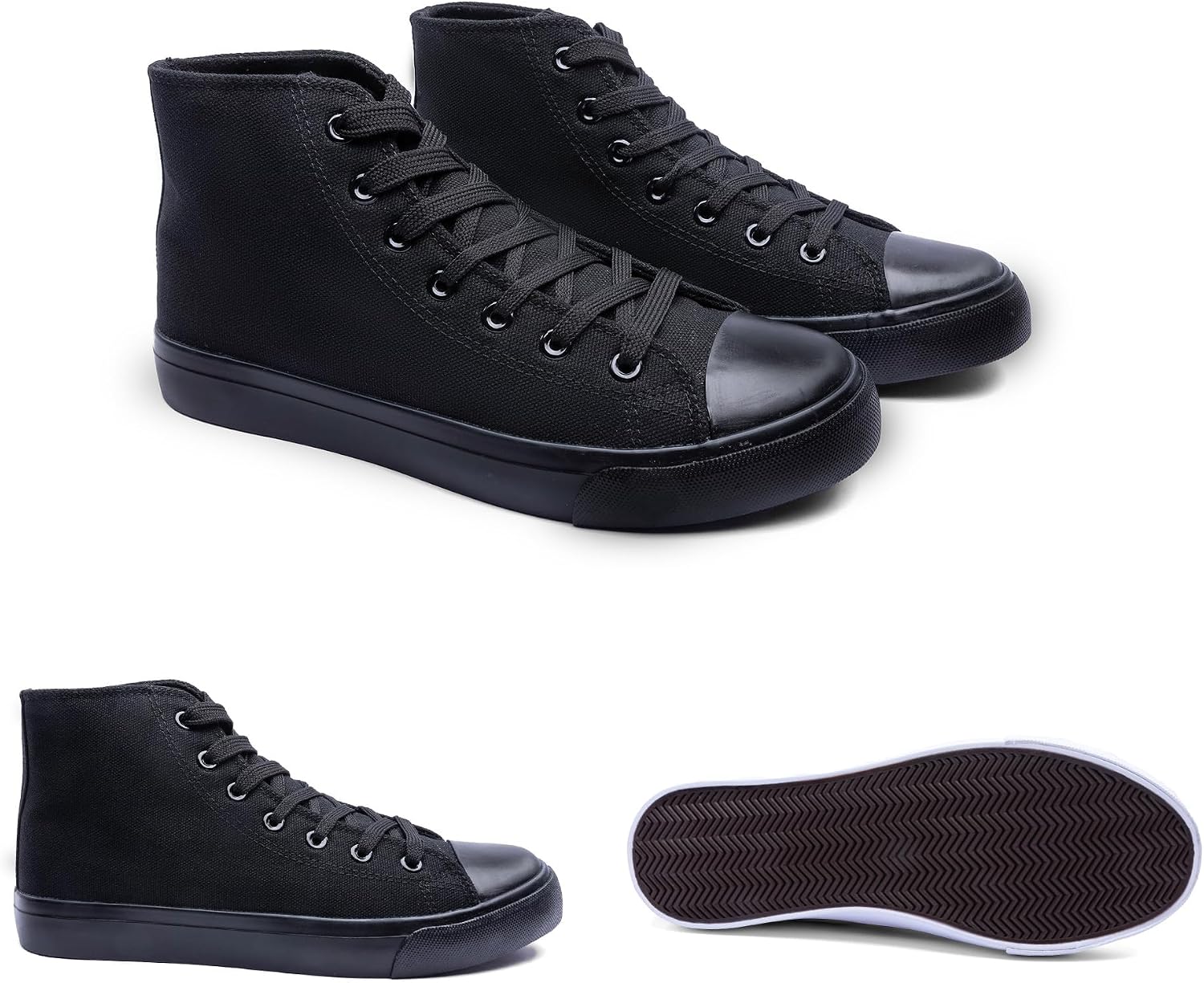 Women's High-Top Canvas Sneakers – Classic Lace-Up Casual Shoes with Extra Shoelaces – Comfortable, Stylish, and Durable