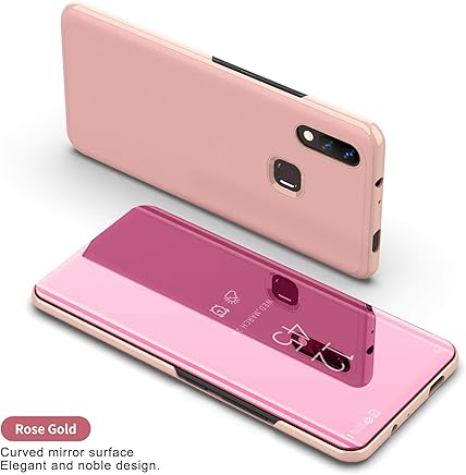 Funda Honor 10 Lite Fundas de Espejo Elegante Carcasa de Funci?n Inteligente para Dormir/Despertar,Vista Inteligente Cover Carcasa Funda Case para Honor 10 Lite(Oro Rosa)