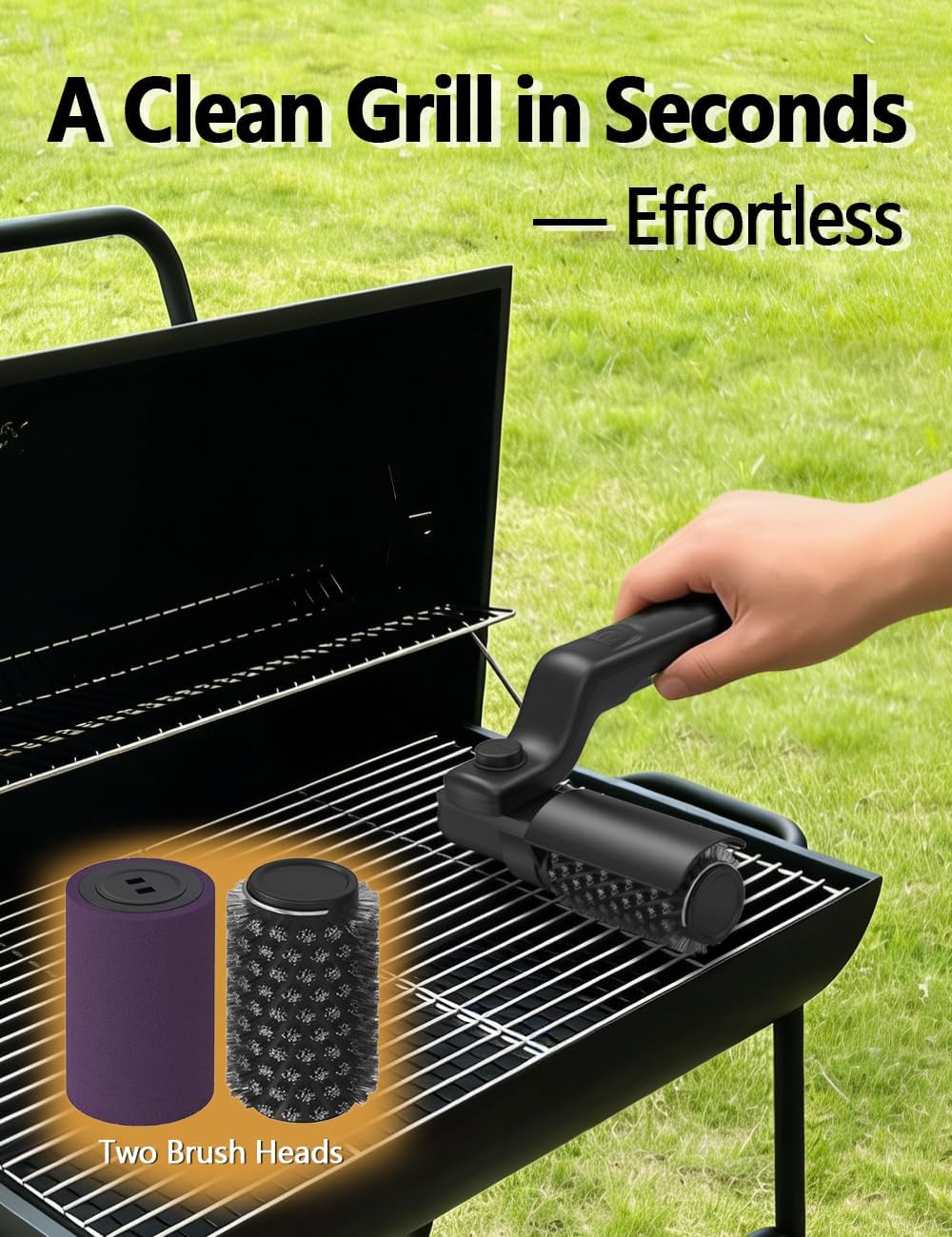 Cepillo Eléctrico para Parrilla, Limpiador Eléctrico BBQ Inalámbrico con Ángulo Ajustable, Cepillo Recargable para Limpiar Parrillas y Grasa Quemada, 3 Velocidades de Potencia, 90 Minutos de Autonomía