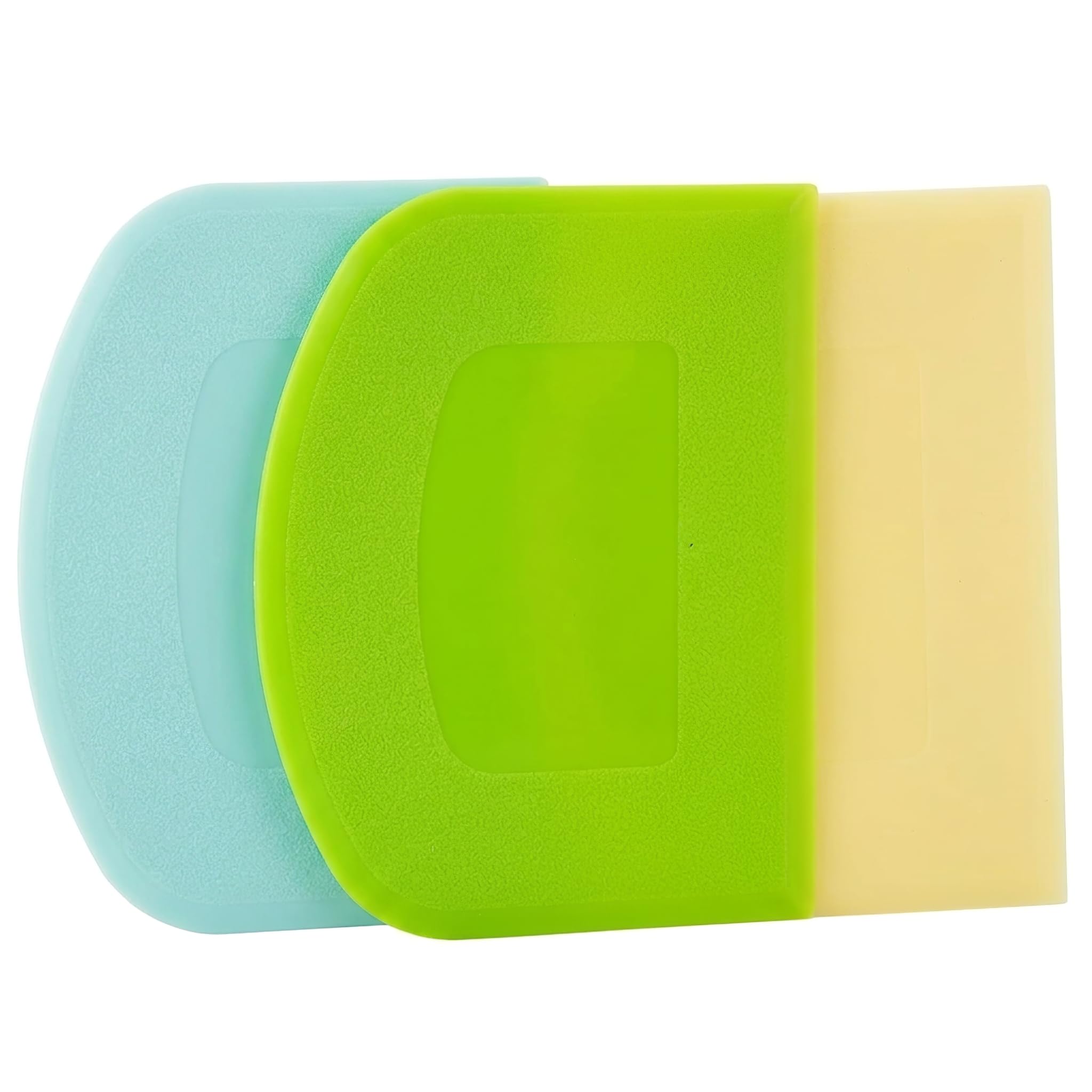 3 Pcs Dough Scrapers,Reusable Plastic Cake Scraper,Non-Slip Flexible Plastic Scraper,Durable Bench Scrapers,Perfect for Cutter Dough Cake Pizza Bakeware Decorating Tools(Blue/Green/Yellow)