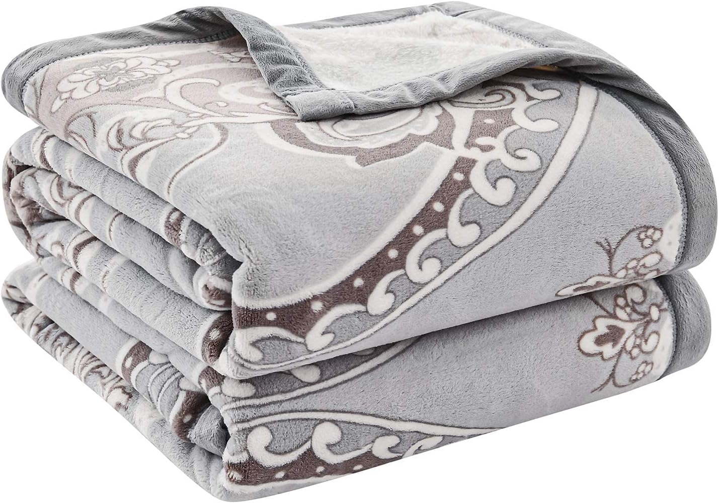 Fleece Bed Blanket Queen Size Bed Bedspread 80"X90" Large Soft Cozy Warm Anti-Static Aztec Flannel Blanket for Bed Sofa Couch Dorm Travel, Sherpa Blanket Suitable for All Season-Grey
