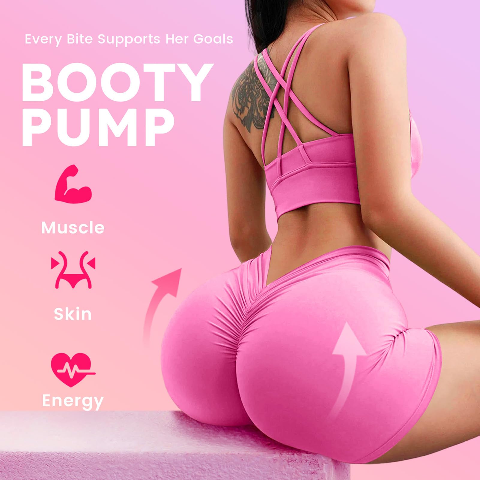 Creatine for Women + Collagen + BCAAs + Vitamin C & B12, 120 Sugar Free Creatine Gummies for Women, Creatine Monohydrate Gummies Pre Workout for Booty, Energy & Strength, Strawberry-Lemon Flavor — Amazon image 4