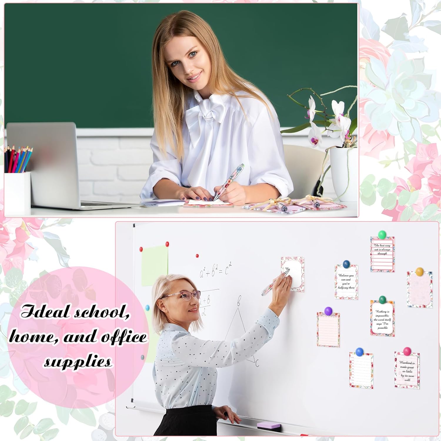 36 Pcs Flower Sticky Notes Set Include 12 Floral Notepads 12 Flower Pens and 12 Ribbons Floral Memo Pads for Tea Party Party Favors Spring School Office Mother's Day Teacher Gifts - Image 6