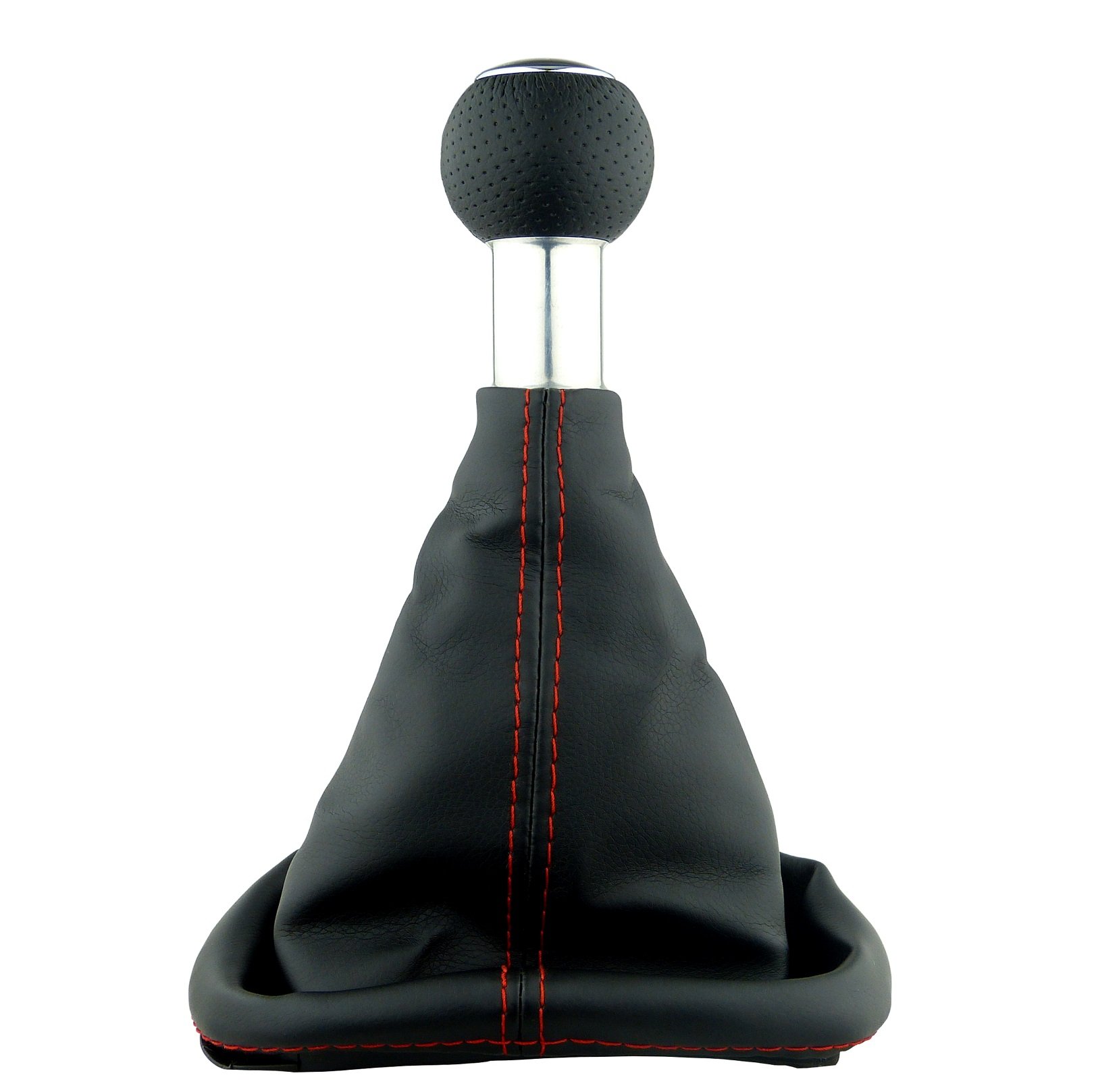 Schaltsack & Schaltknauf für VW Golf 4 IV & für Bora - 23mm - Bj. 1997 - 2006 - 5 Gang Knauf mit Rahmen - Schwarz Rot Chrom - Schaltmanschette Schalthebel Manschette Schaltgetriebe Schaltung A252-8