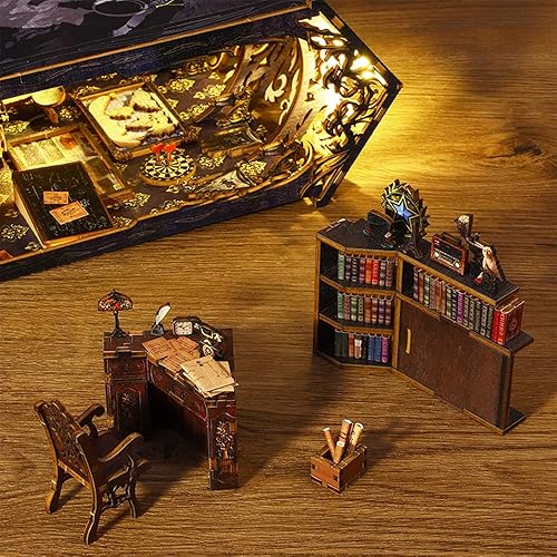 Miniatura 5 de Book Nook - Kit de casa en miniatura para casa de muñecas de madera, sujetalibros para decoración de estanteríasmanualidades para adultos,