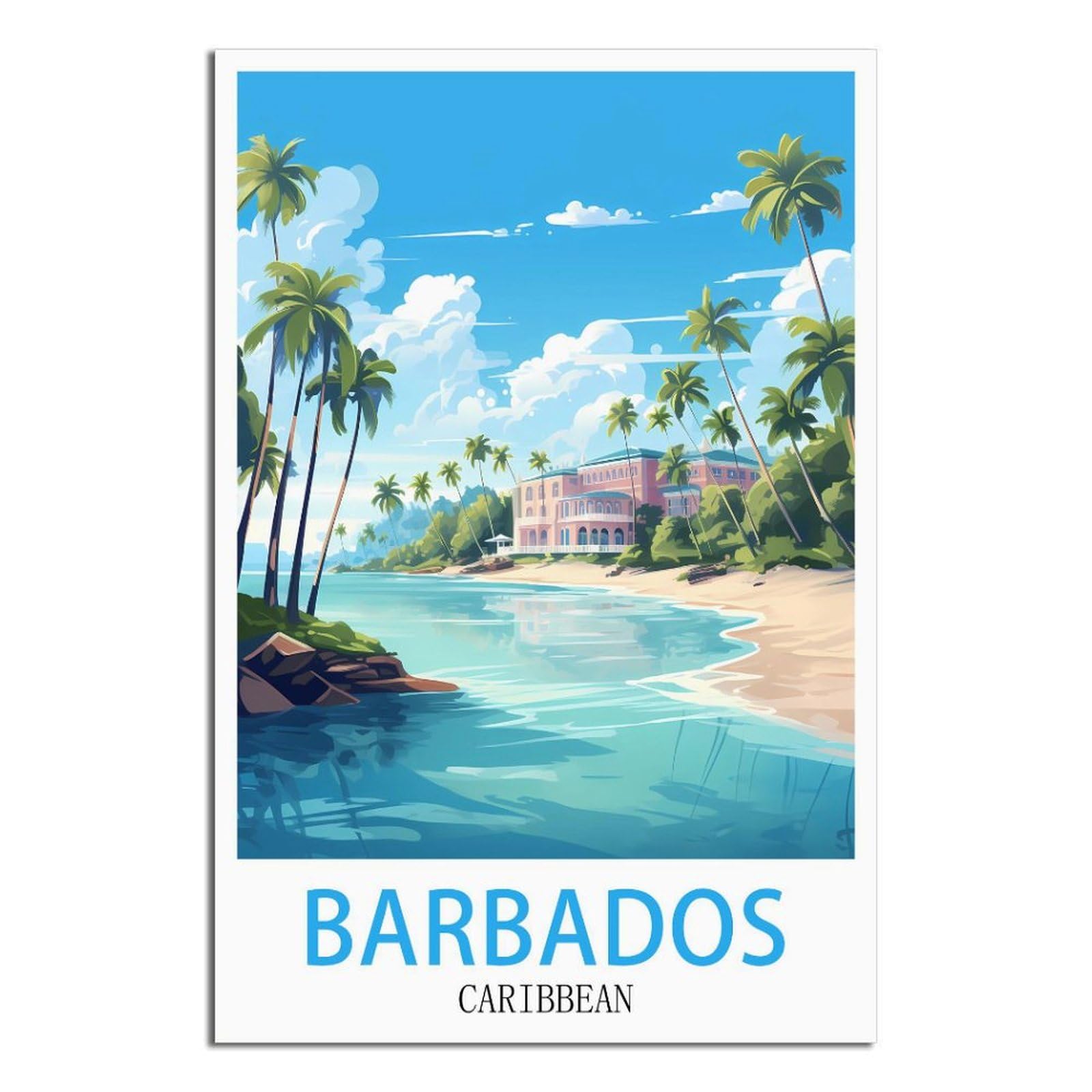 NAEGV DIY 5D Diamond Art Kits，Barbados Caribbean Gem Cross Stitch for Adults Beginner, DIY Crystal Art Craft Home Wall Decor Birthday Holidays Gifts 30x40cm