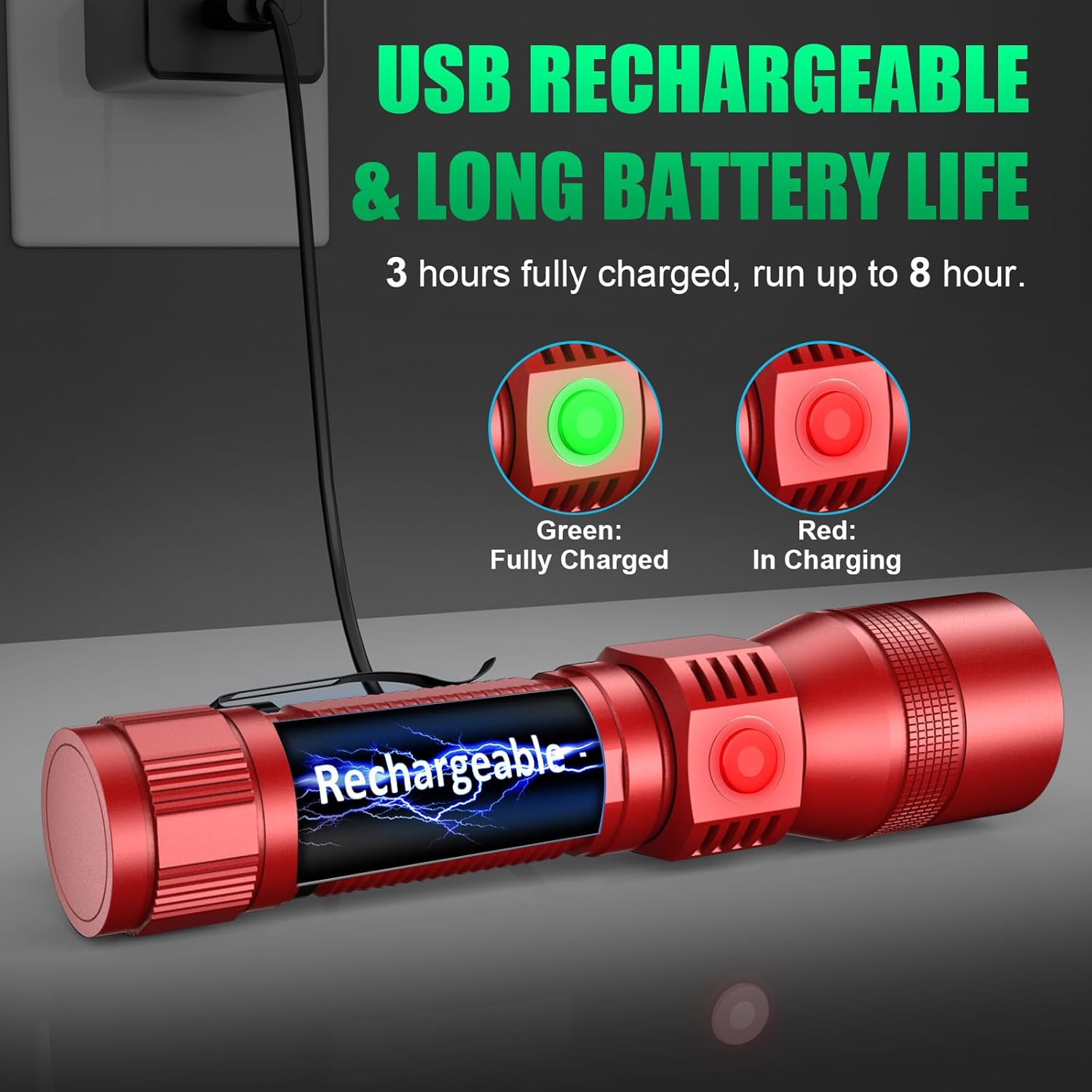 AdamStar Black Light Flashlights, 3-in-1 UV Flashlight with Clip, Magnetic Base, COB Light, Tactical Rechargeable Flashlight, High Lumens 7 Modes LED Flashlight (2pack Flashlight with case - Red)