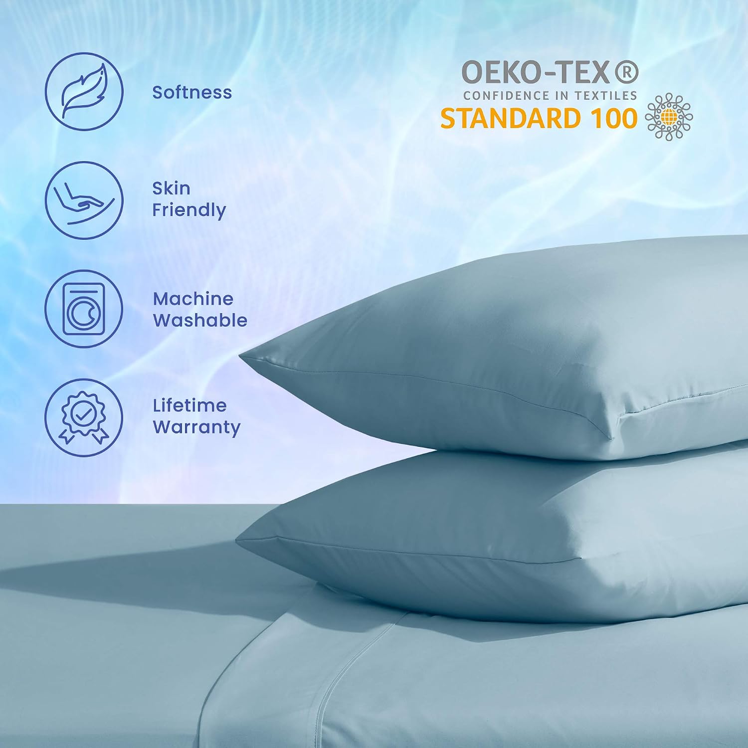 SLEEP ZONE Eco-Friendly Full Size Bed Sheet Set 4 Piece - Soft & Breathable Microfiber Bedding Sheets Set - Including Flat Sheet, Fitted Sheet, Pillowcase (Blue, Full)