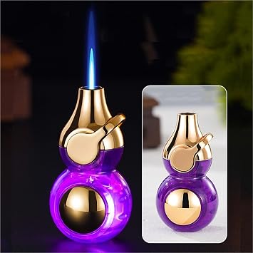 Torch lighter, cool lighter, rocker arm ignition, with transparent air window, adjustable, rechargeable butane lighter, windproof lighter, portable lighter, suitable for candle campfire, camping, gift