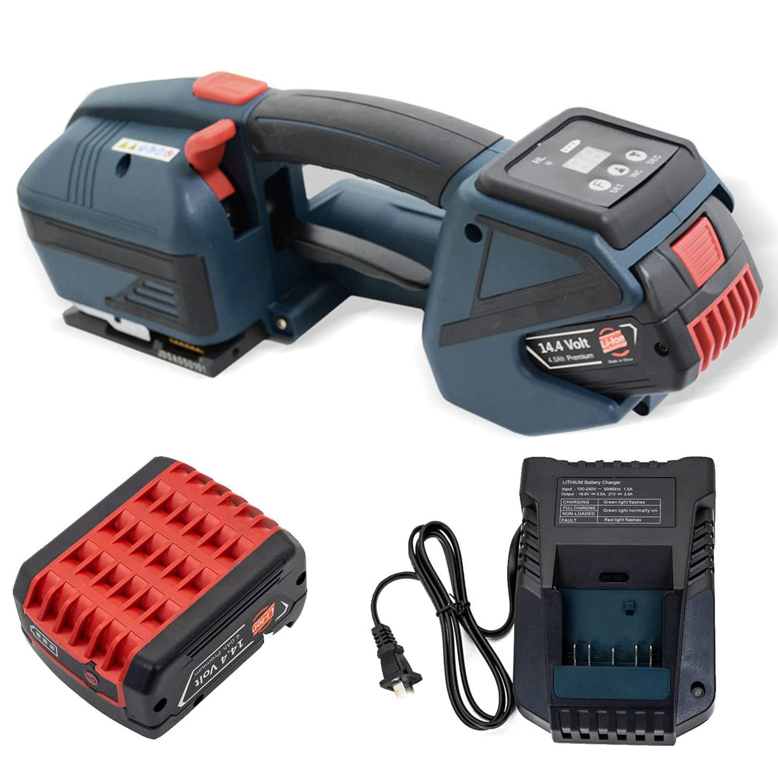 THERES Empacadora eléctrica de Mano, máquina flejadora Completamente automática, Herramienta de Embalaje con Pantalla Digital LED, flejado eléctrico para Correa Pet PP de 13-16mm