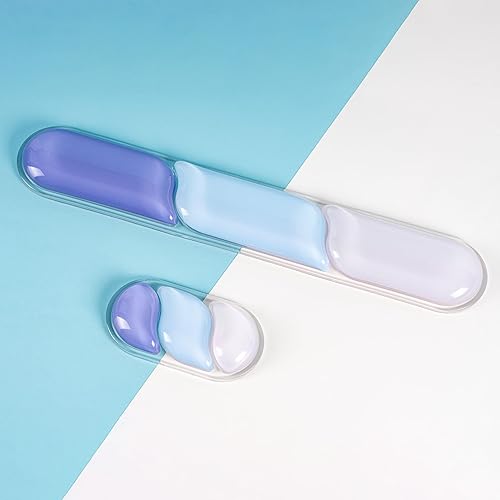 EPOMAKER CloudGel Wrist Rest for Keyboard and Mouse, 2 Pieces Silicone Wrist Support, Anti-Slip Rubber Bottom, Ergonomic Design, Suitable for Office/Computer/Laptop/Gaming (Blue) - Blue