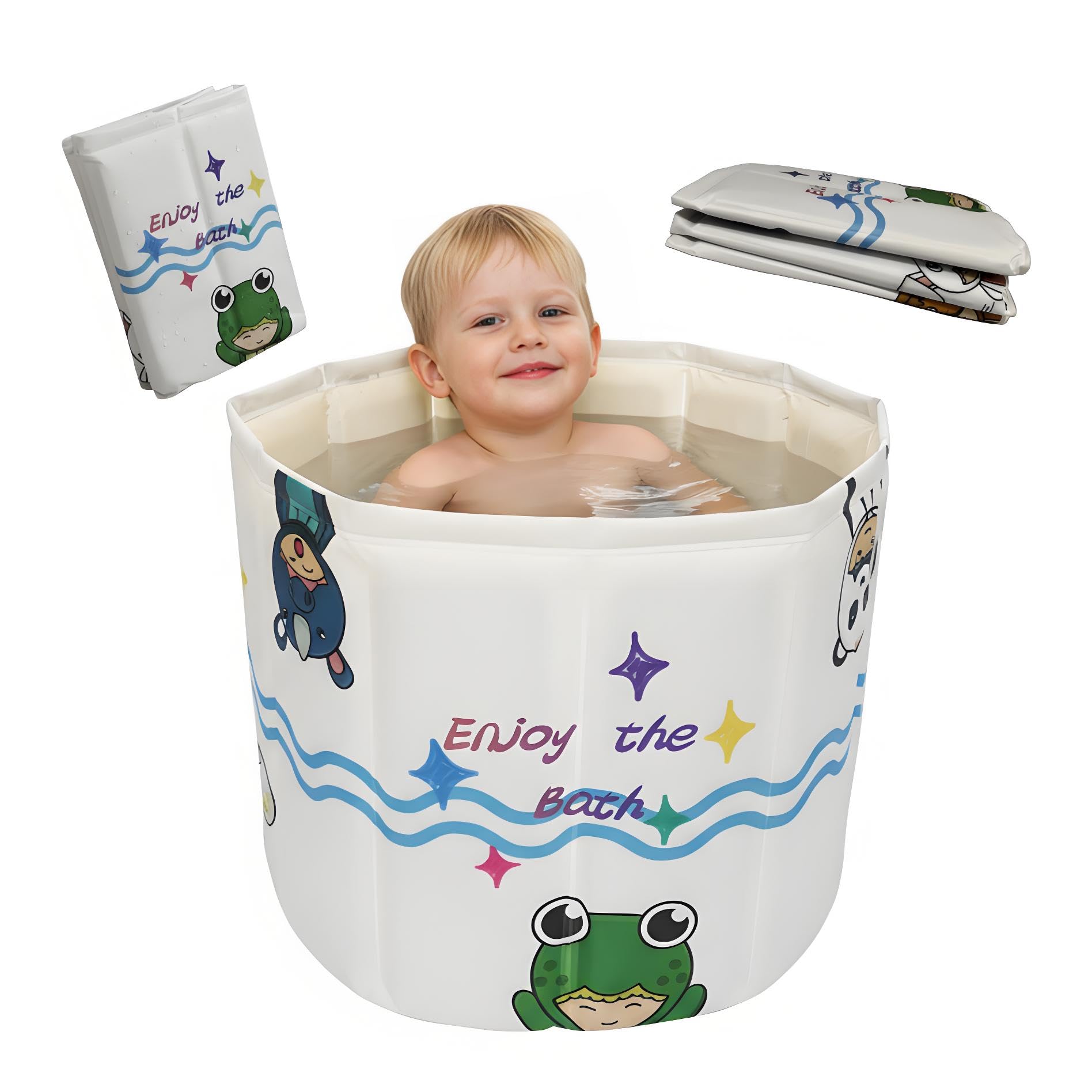 WAVYEASE Neue Design Tragbare Badewanne für Kleinkinder - Faltbare Sitzbadewanne für Kinder, Sekundenschneller Aufbau, Einfache Aufbewahrung, Leichtgewicht, Reisezubehör für 12-60 Monate