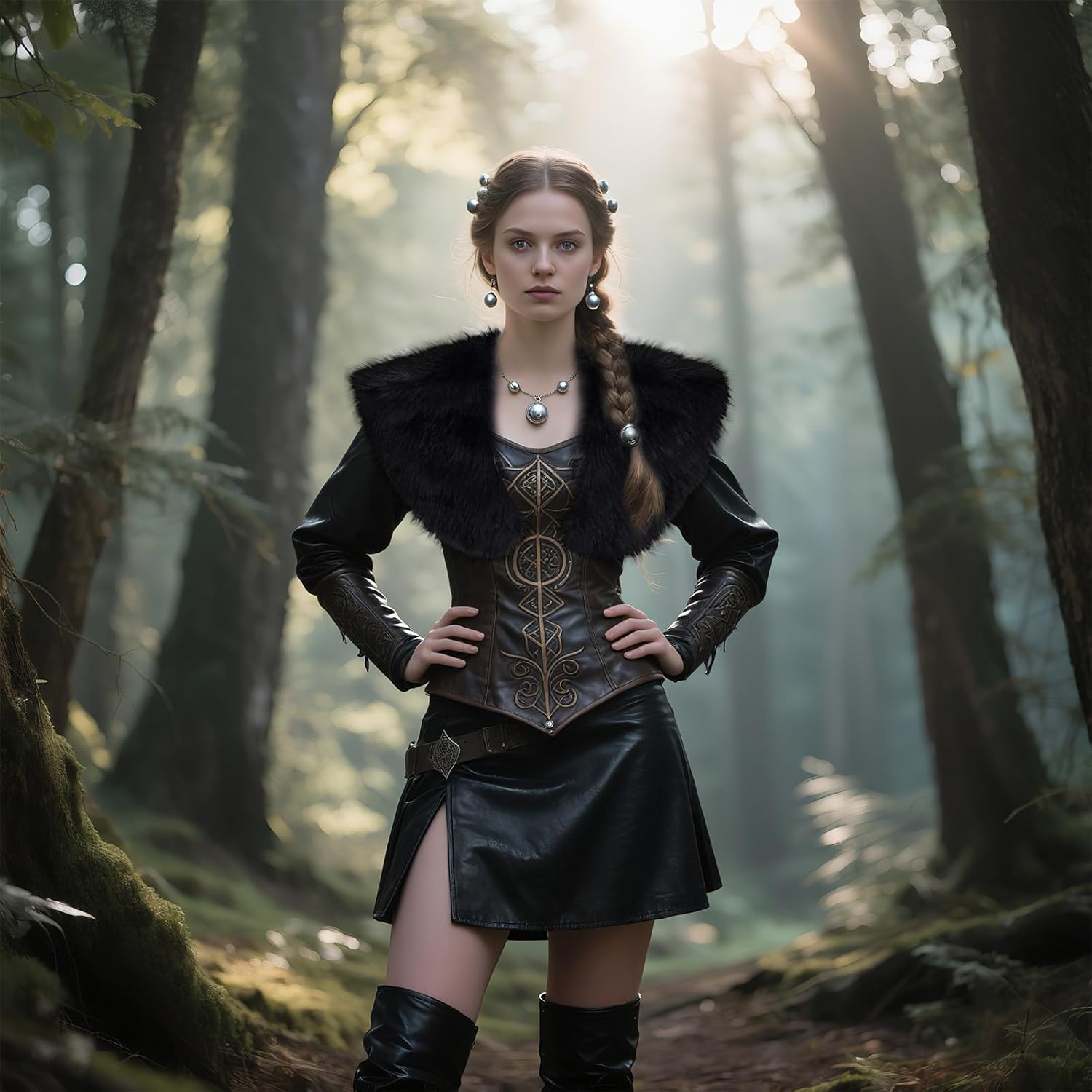 Medieval Faux Fur Shawl Shoulder Fur Wrap Scarf Collar for Women Men Halloween Costume - Image 6