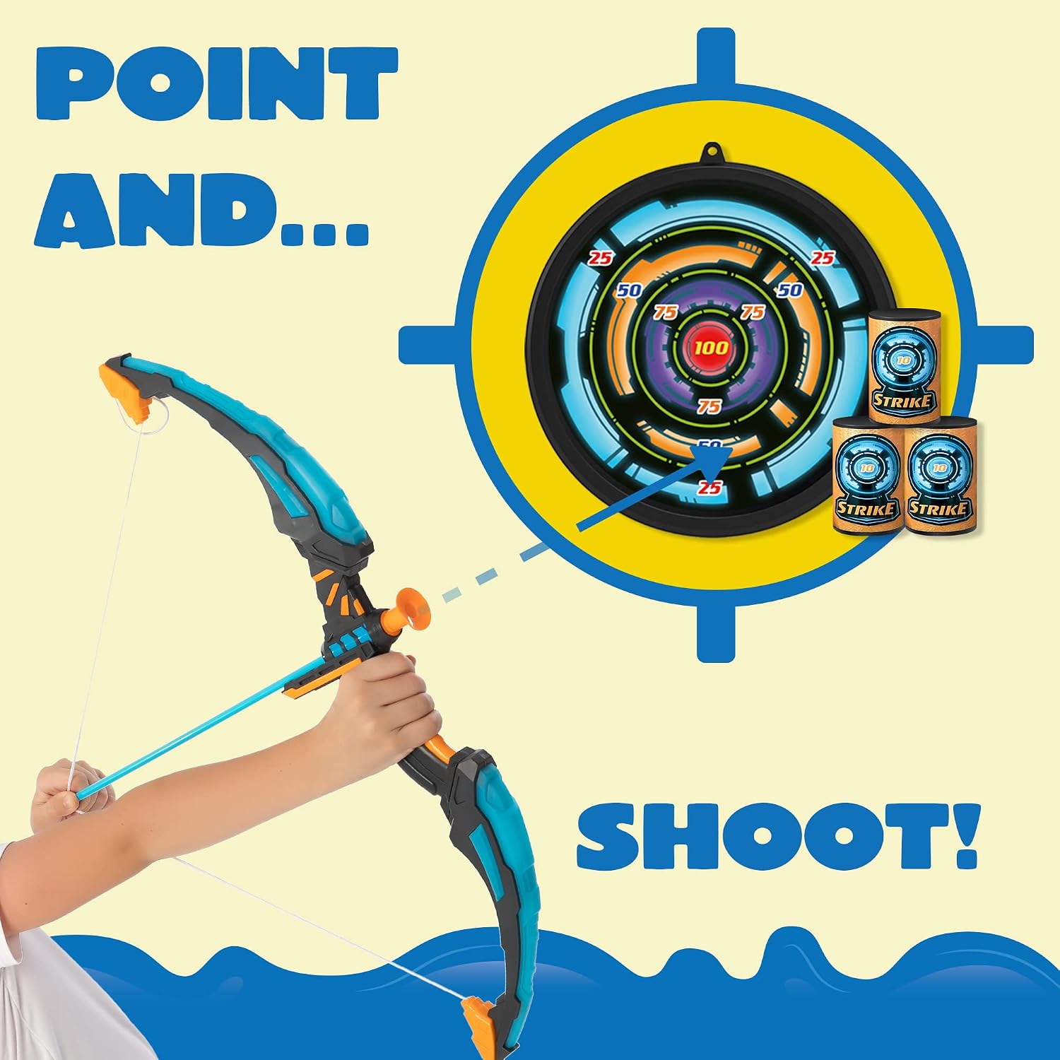 JOYIN Bow and Arrow Archery Toy Set for Kids, Light Up Archery Play Set with Luminous Bow, 9 Suction Cups Arrows, Targets, and Arrow Case (Black)