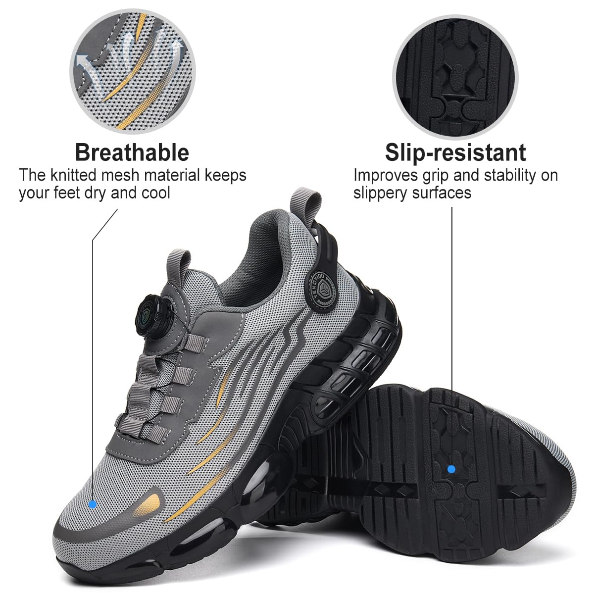 Zapatos de Seguridad para Hombre Mujer Zapatillas de Trabajo Ligero Zapatos de Trabajo Calzado de Seguridad con Punteras de Acero Transpirable Antideslizante 38-46 EU