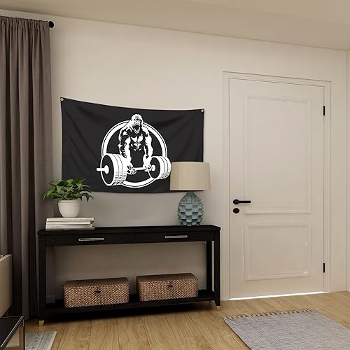 Miniatura 7 de sixord Gorilla Barbell - Tapiz para levantamiento de pesas, deportes, fitness, motivador y salud, 3 x 5 pies, se puede utilizar para escuela, sala