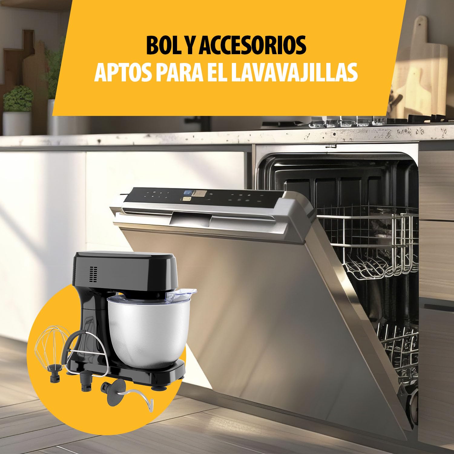 Robot de Cocina Tristar con Bol de Acero Inoxidable de 4,5 L, Potencia de 800 W, 12 Velocidades con Función Pulso, Cabezal Inclinable, Protector Antisalpicaduras, MX-4870